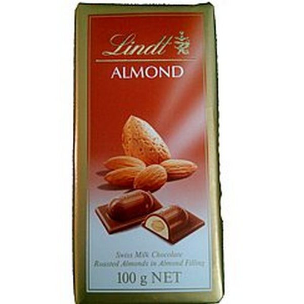 LINDT SWISS WHITE ALMONDS NOUG 100 GRS.