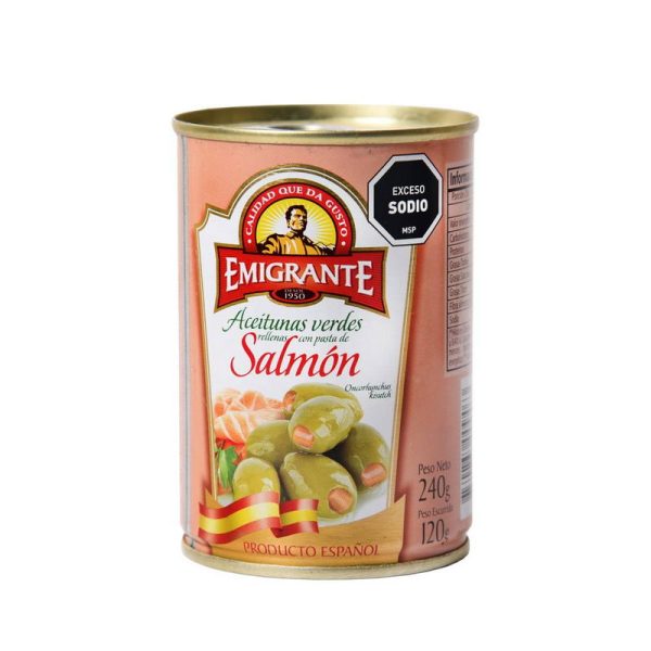 EMIGRANTE ACEITUNAS RELLENAS CON SALMON LATA 240G.