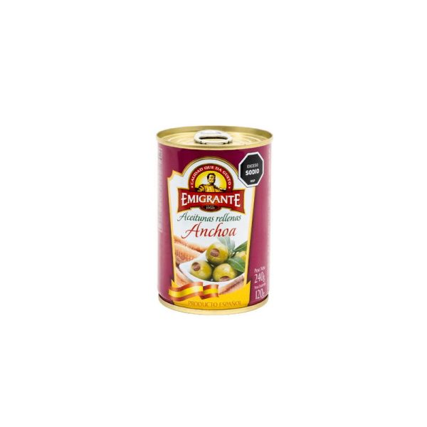 EMIGRANTE ACEITUNAS RELLENAS CON ANCHOA LATA 240G.