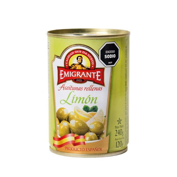 EMIGRANTE ACEITUNAS RELLENAS CON LIMON LATA 240G.