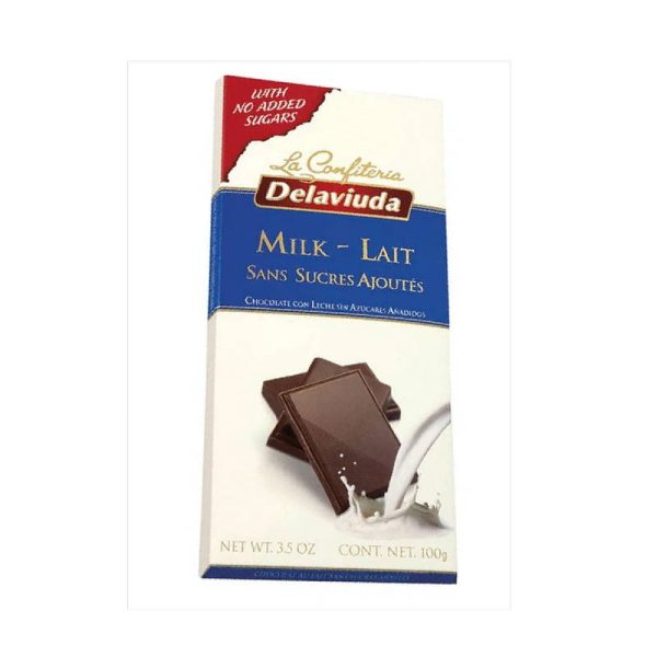 DELAVIUDA TABLETA CHOC C/LECHE S/AZUCAR 100 GR.