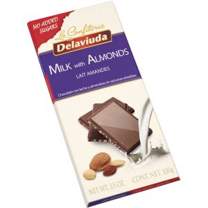DELAVIUDA TABLETA CH C/LECHE ALM S/AZUCAR 100 GR