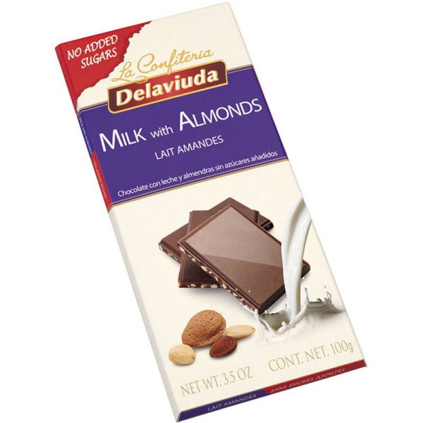 DELAVIUDA TABLETA CH C/LECHE ALM S/AZUCAR 100 GR