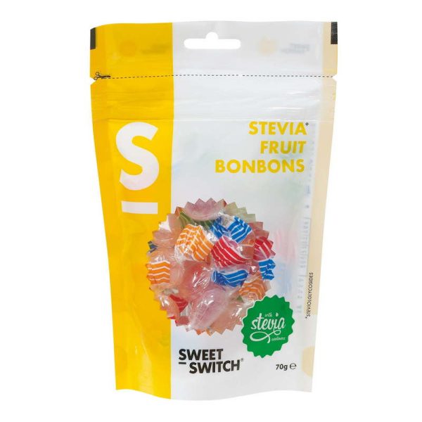 SWEET-SWITCH FRUIT BONBONS STEVIA POUCH 70GR