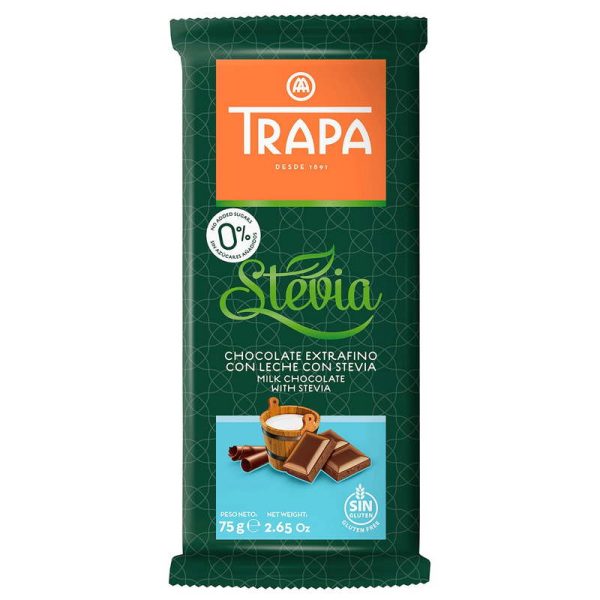 TRAPA TABLETA STEVIA CHOC C/LECHE 75GR