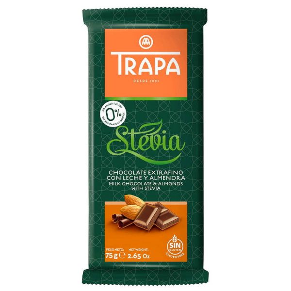 TRAPA TABLETA STEVIA CHOC C/ALMENDRAS 75GR