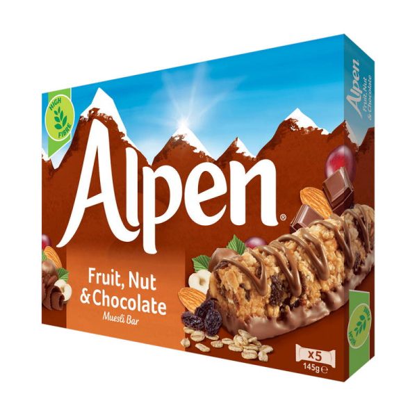ALPEN BARS CHOCO FRUTAS SECAS Y NUECES X5
