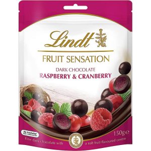 LINDT SENSATION RASPBERRY CRANBERRY 150 GRS