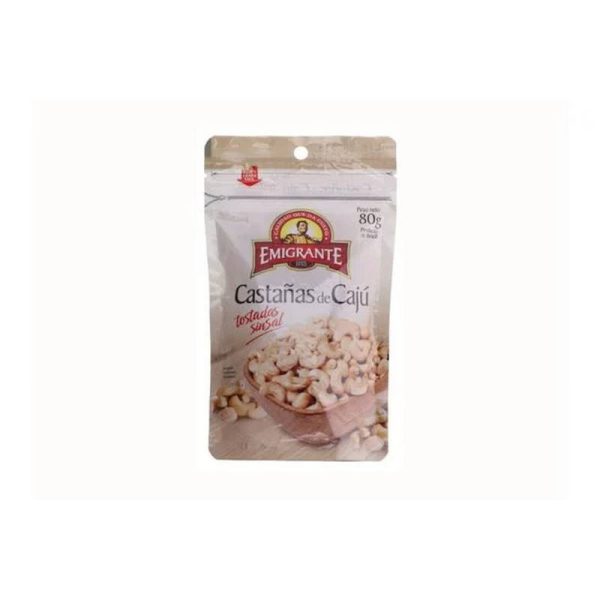 EMIGRANTE CASTAÑA DE CAJU TOSTADA S/SAL DP 80 GR.