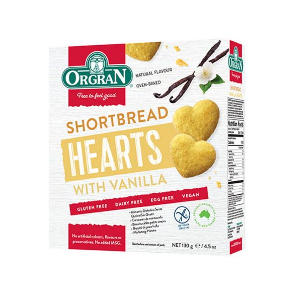 ORGRAN SHORTBREAD HEARTS 150 GRS