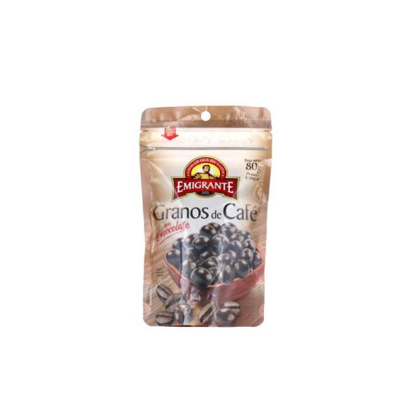 EMIGRANTE GRANOS DE CAFE C/CHOCOLATE DP 80 GRS