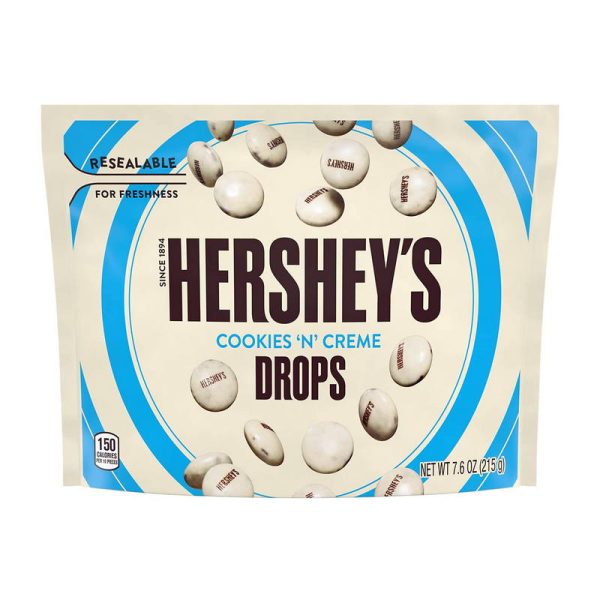 HERSHEY`S DROPS COOKIES CREME POUCH 200 GRS.
