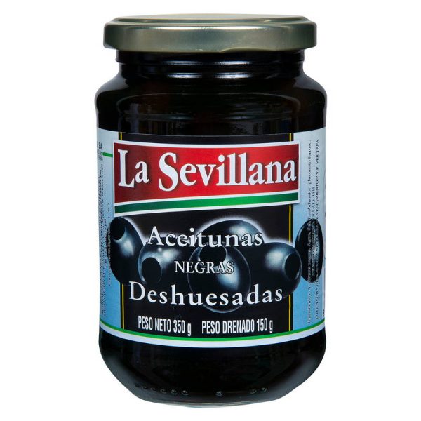 LA SEVILLANA ACEITUNA NEGRAS S/HUESO FRASCO 450GR