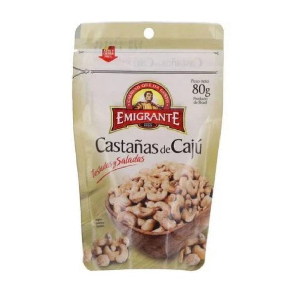 EMIGRANTE CASTAÑAS CAJU TOSTADAS DP DFA 80 GRS