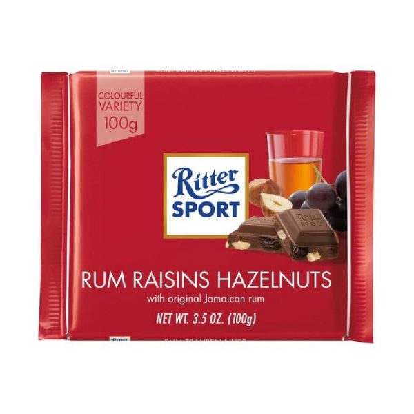 RITTER TABLETA MILK CHOC RUM RAIS & HAZELN 100 GRS