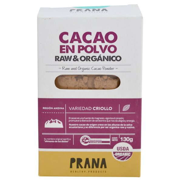 PRANA CACAO EN POLVO ORGÁNICO 130 GRS