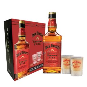 JACK DANIELS FIRE 0.75 LT. + 2 VASOS