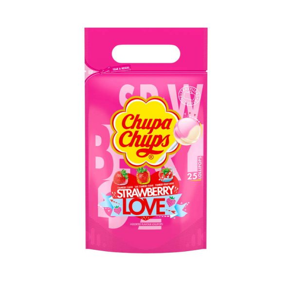 CHUPA CHUPS POUCH BAG STRAWBERRY 300 GRS