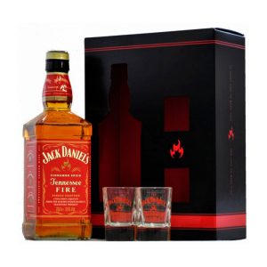 JACK DANIELS FIRE 0.75 LT. + 2 VASOS