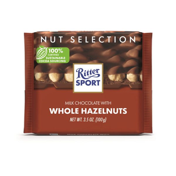 RITTER TABLETA MILK W/WHOLE HAZELNUTS 100 GRS
