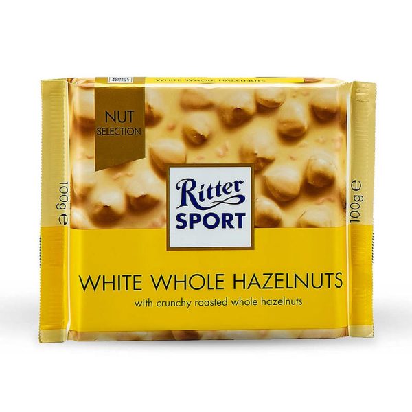RITTER TABLETA WHITE CHOC WHOLE HAZELNUTS 100 GRS