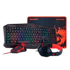 REDRAGON COMBO: TECLADO+MOUSE+AURICULAR+PAD GAMER