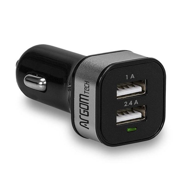 ARGOM CARGADOR CEL AUTO DUAL USB ARG-AC-0102BK