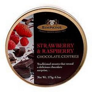 SIMPKINS CHOC. CENT. STRAWBERRY & RASP. 175 GRS.