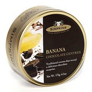 SIMPKINS CHOC. CENT. BANANA DROPS 175 GRS.