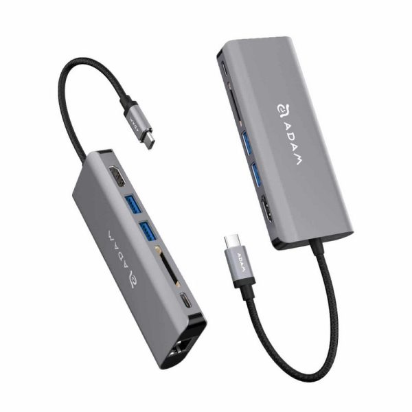ADAM ADAPTADOR HUB USB 6 IN 1 HDMI TYPE C GREY