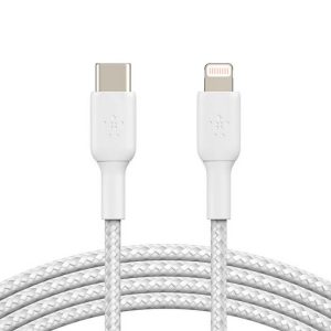 BELKIN CABLE BRAIDED USB-C TO LIGHTNING 1MTS WHT
