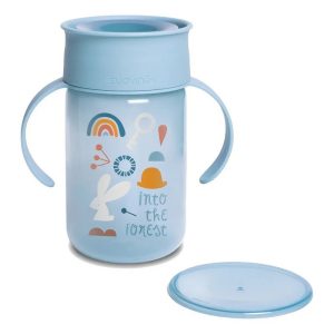 SUAV VASO 360º 340 ML ANTIDERRAME CON TAPA AZUL