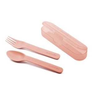 SUAV SET CUCHARA + TENEDOR + ESTUCHE +12M ROSA