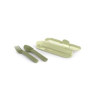 SUAV SET CUCHARA + TENEDOR + ESTUCHE +12M VERDE